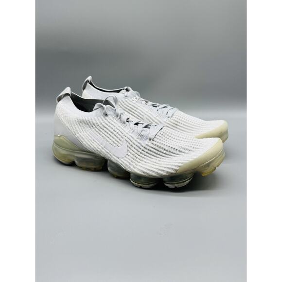 Nike Shoes Mens 11.5 White Air VaporMax Flyknit 3 Pure Platinum Running Sneakers - Picture 2 of 12